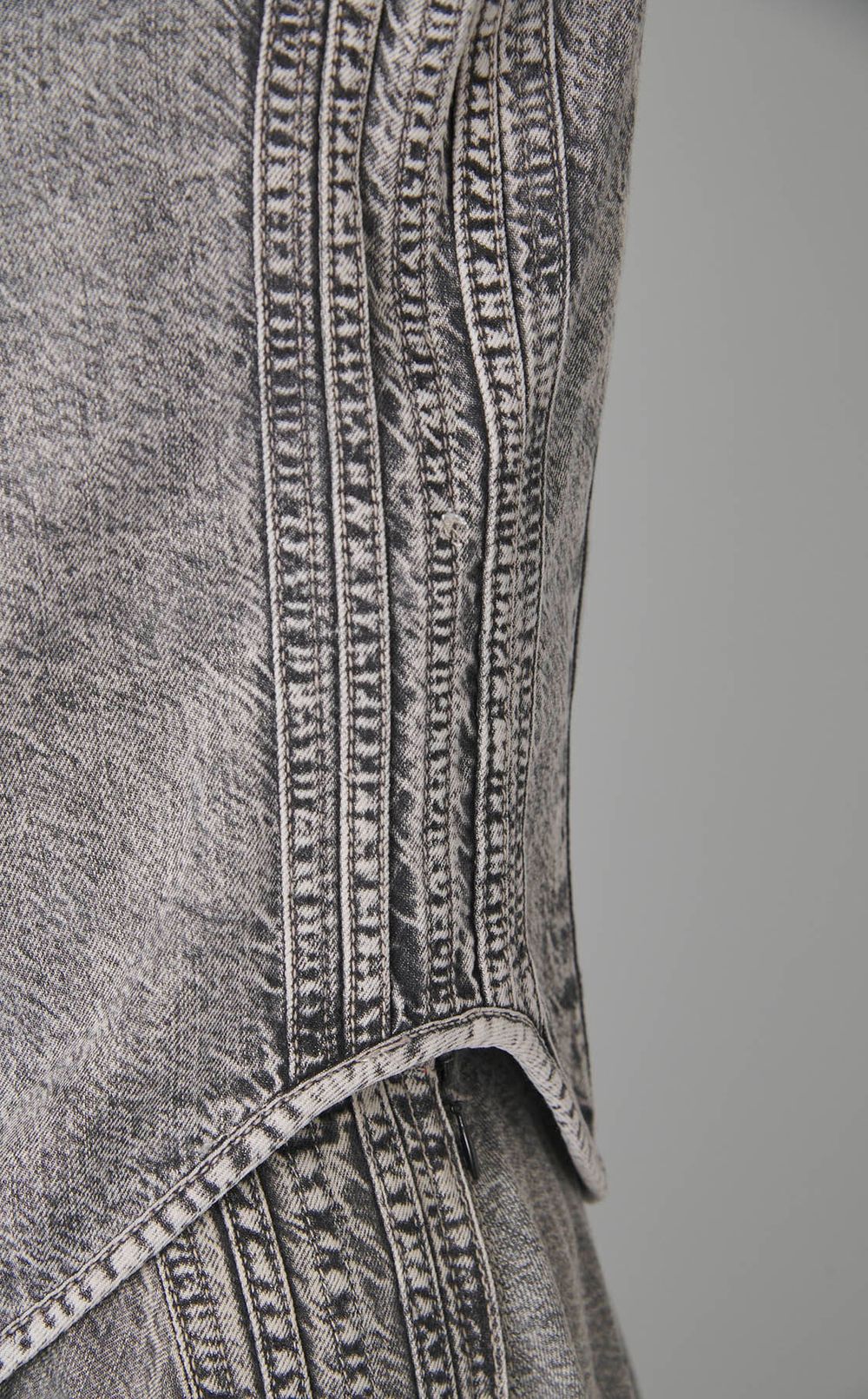 ウォッシュドデニムフレンチスリーブシャツ