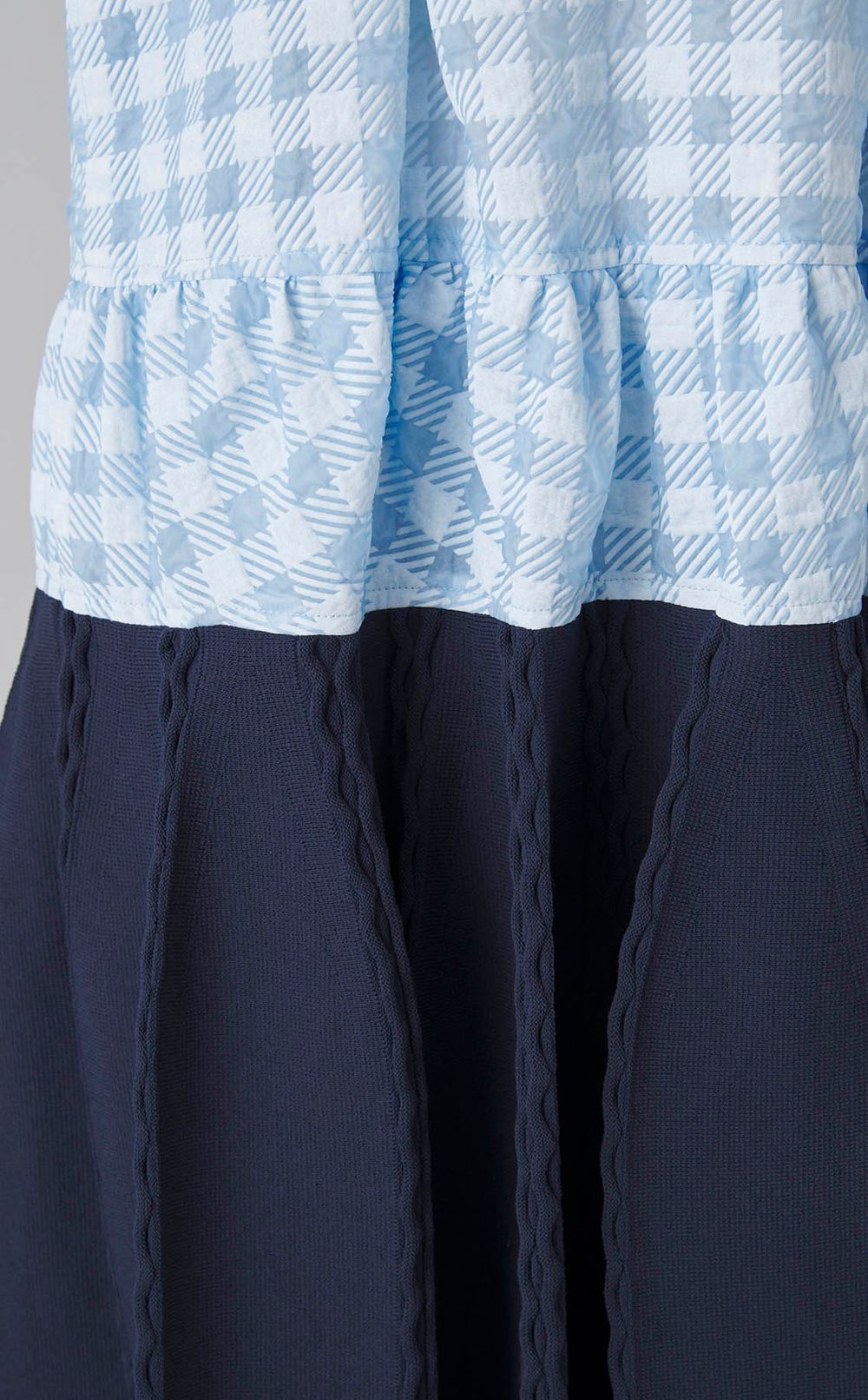 ギンガム切替ギャザーワンピース