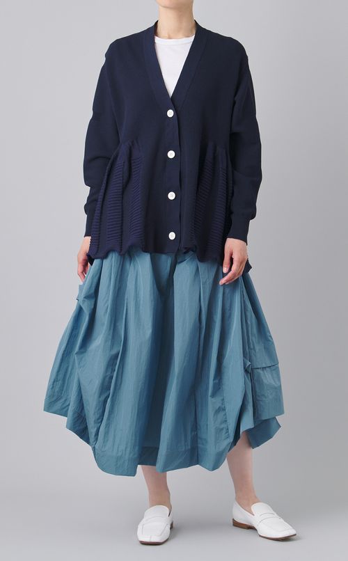 コットン混ストライプコンビカーディガン