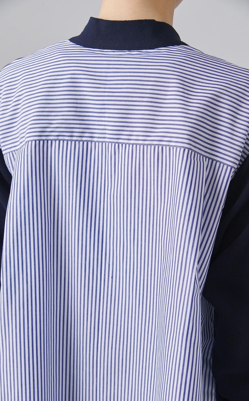 コットン混ストライプコンビカーディガン