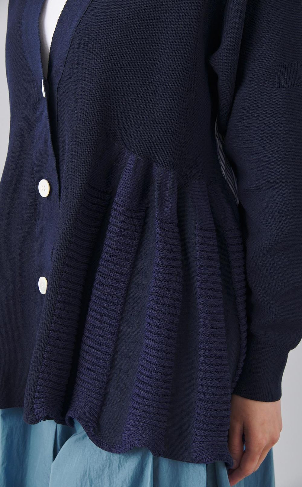 コットン混ストライプコンビカーディガン