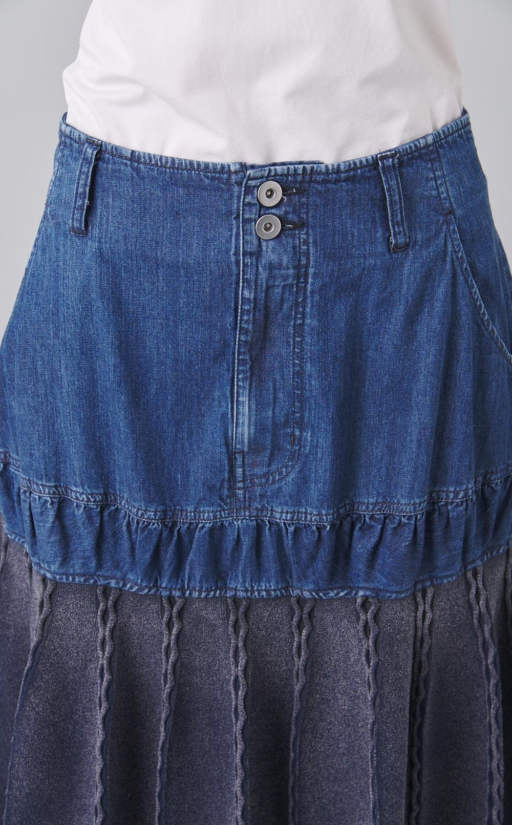 ウォッシュドデニム切替ニットスカート