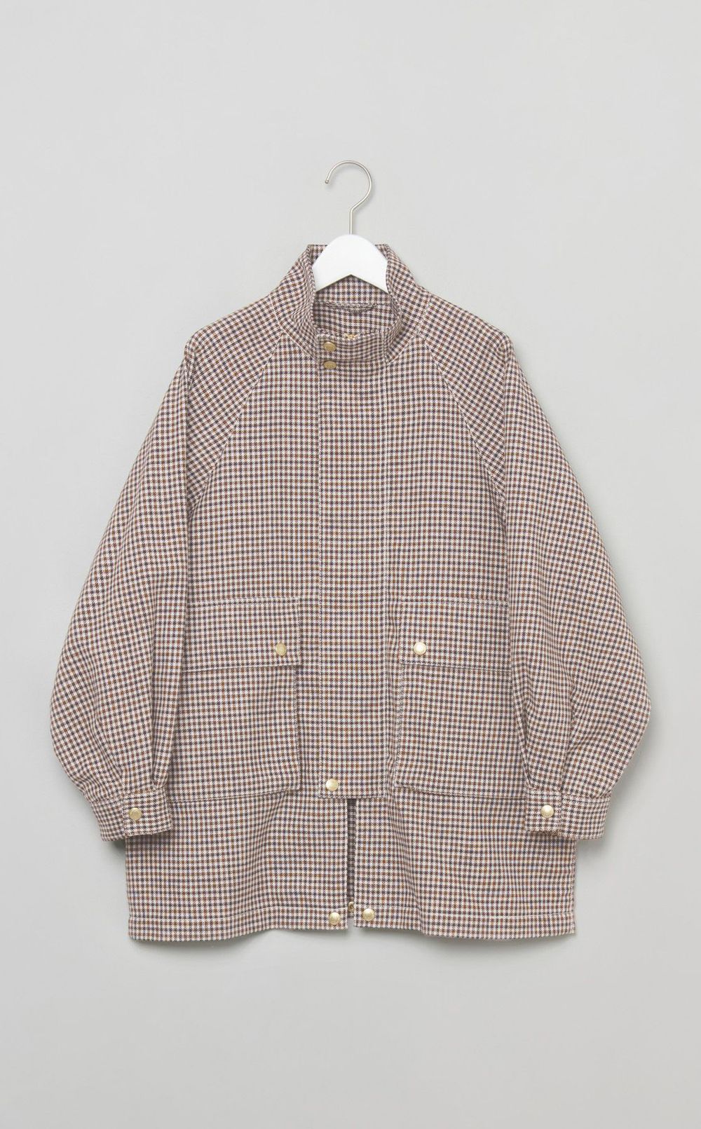 スタンドネックチェックブルゾン