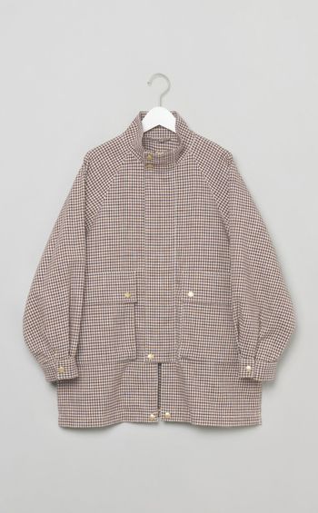 スタンドネックチェックブルゾン