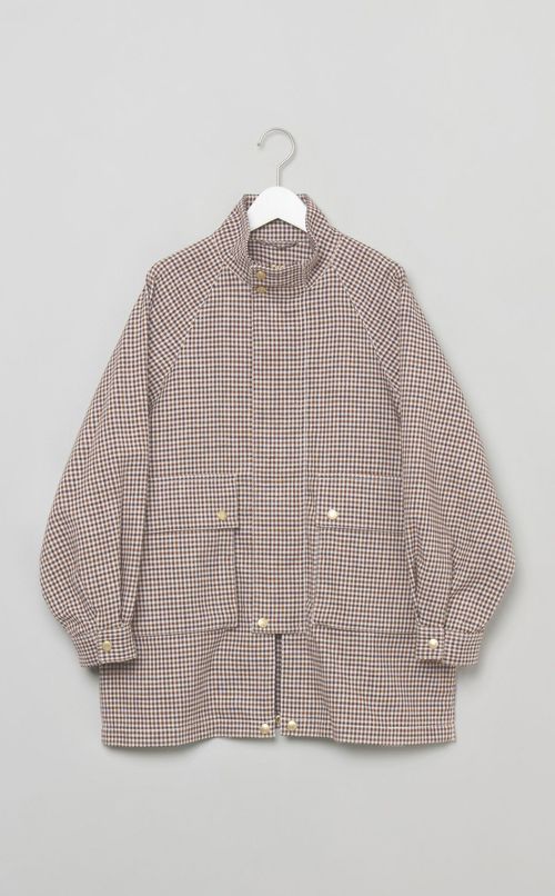 スタンドネックチェックブルゾン