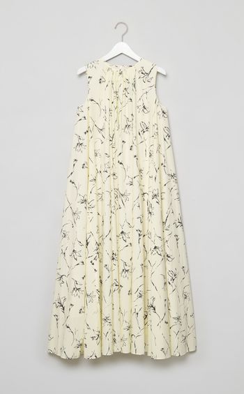 フラワープリントギャザーワンピース