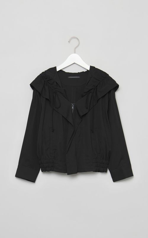 ギャザーフリルフーディブルゾン