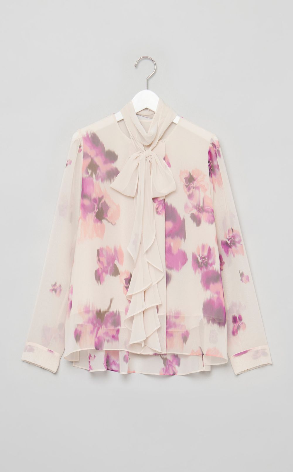 フラワープリントボウタイブラウス