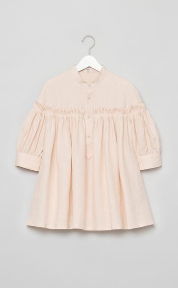 リネンギャザーハーフスリーブブラウス