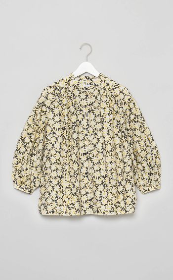 フラワーボリュームスリーブブラウス