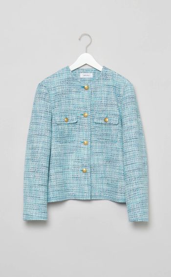 ノーカラーツイードジャケット