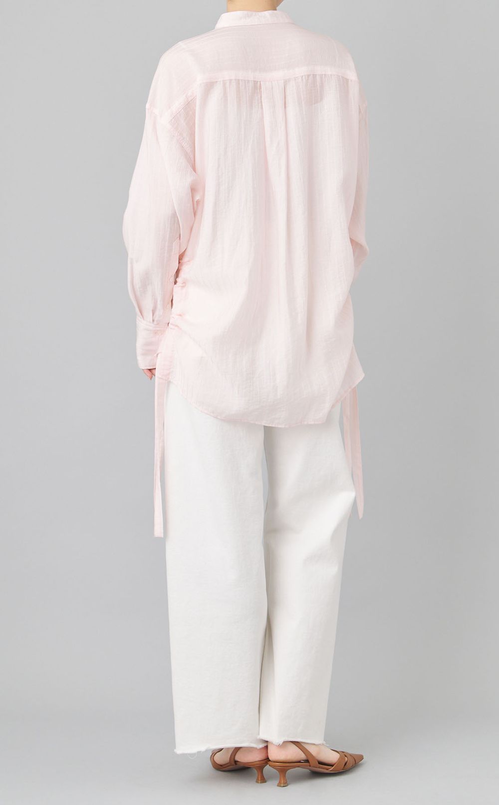 サイドギャザーバンドカラーシャツ