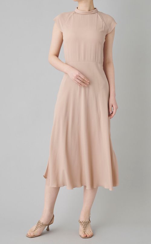 ハイネックキャップスリーブワンピース