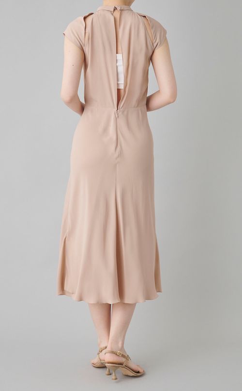 ハイネックキャップスリーブワンピース