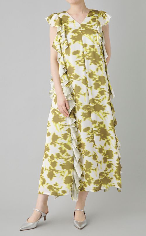 サイドフリルプリントワンピース