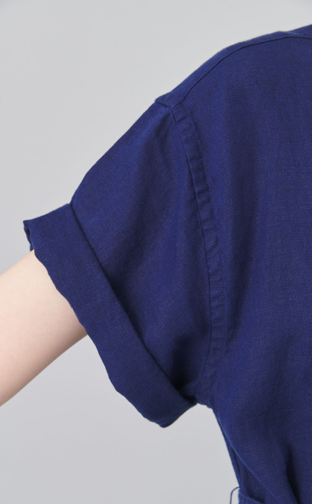 リネンショートスリーブシャツワンピース