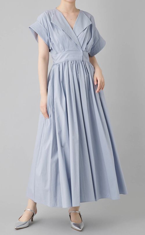 オープンカラーシャツワンピース