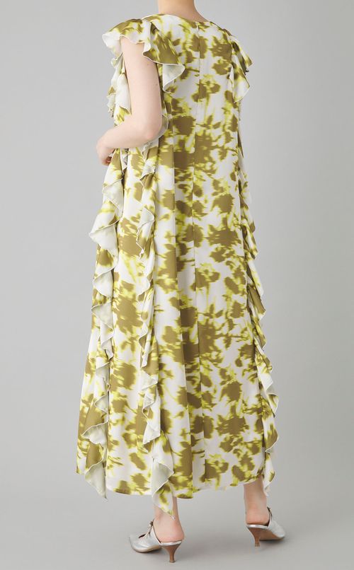 サイドフリルプリントワンピース