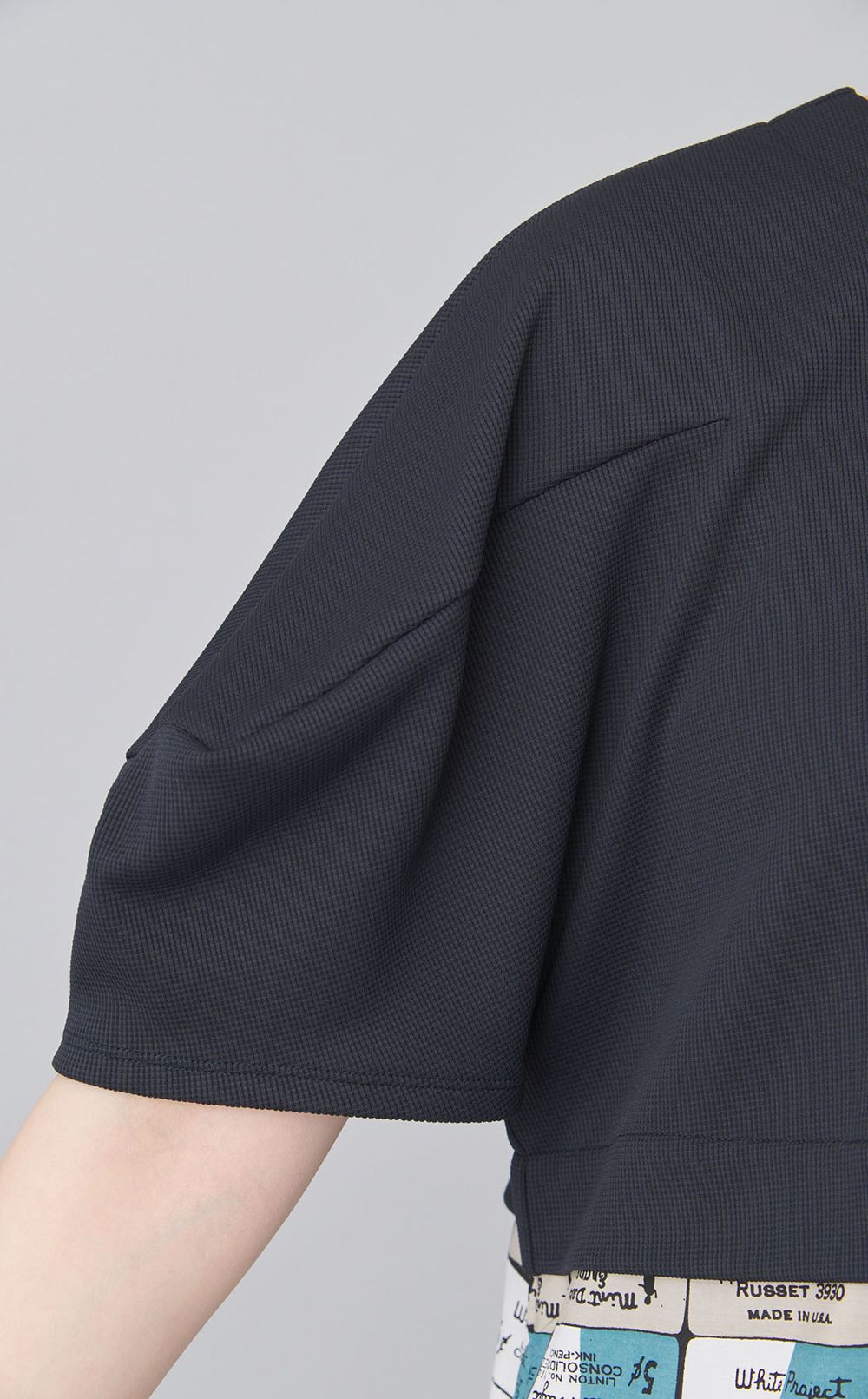 異素材コンビプリントワンピース