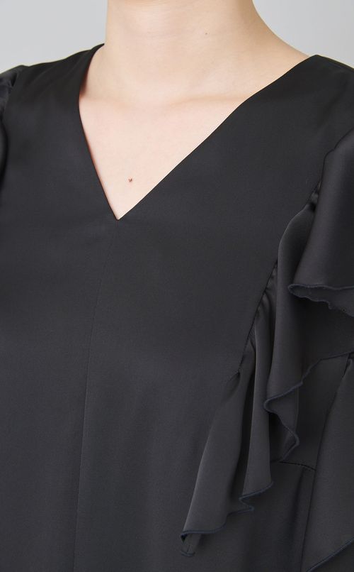 サイドフリルVネックワンピース