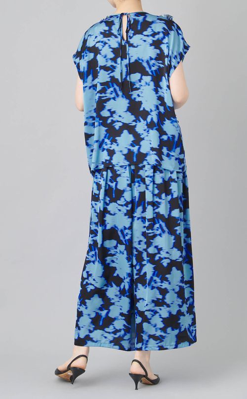 プリントフリルデザインブラウス