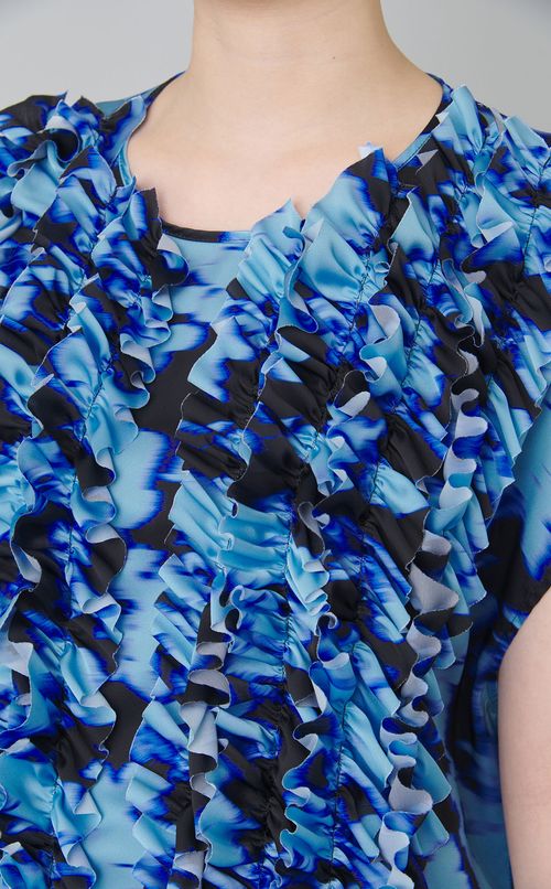 プリントフリルデザインブラウス