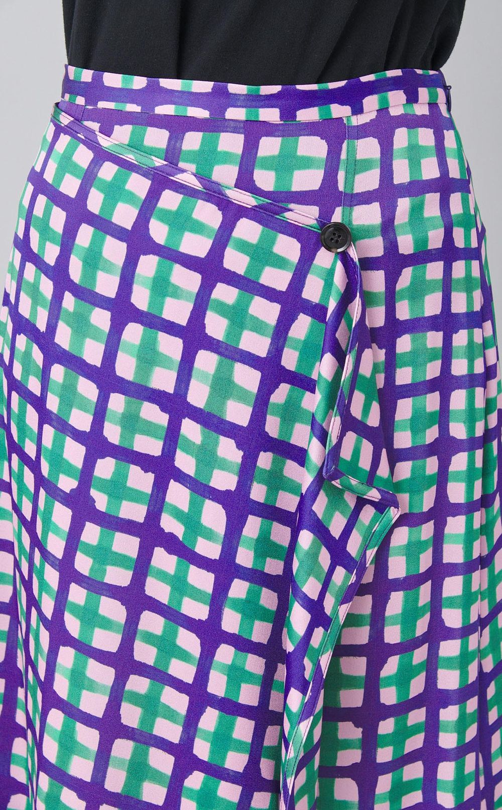 チェックプリントラップスカート