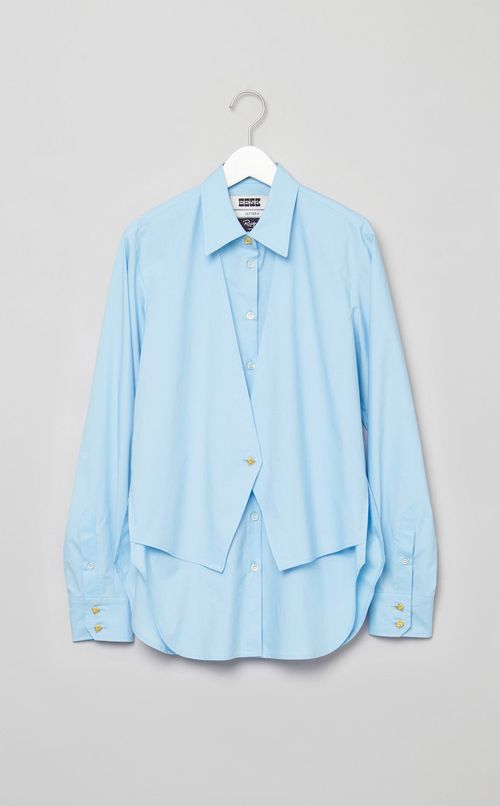 ベストレイヤードコットンシャツ