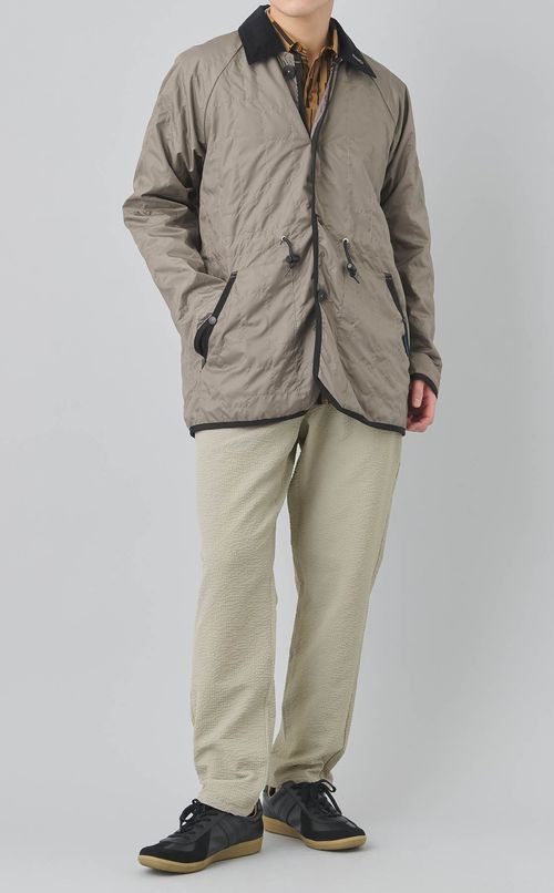 シアサッカーテーパードパンツ