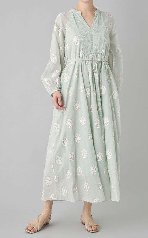 コットンボイルシャーリングドレス