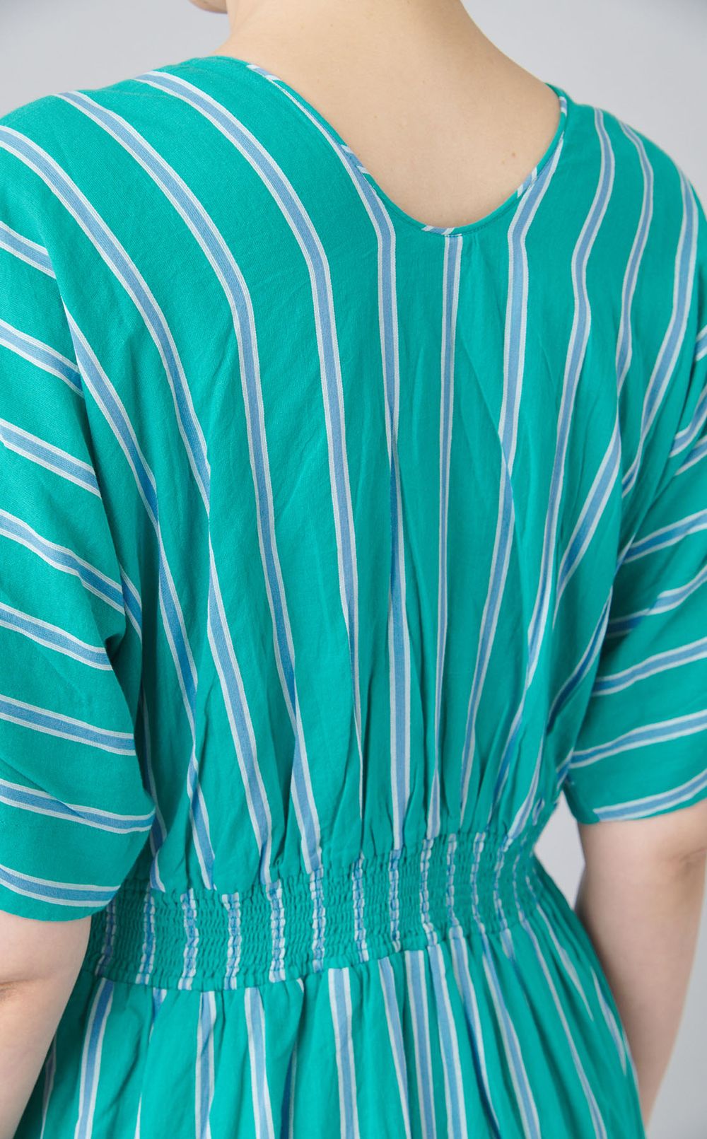 ストライプウェストギャザーワンピース