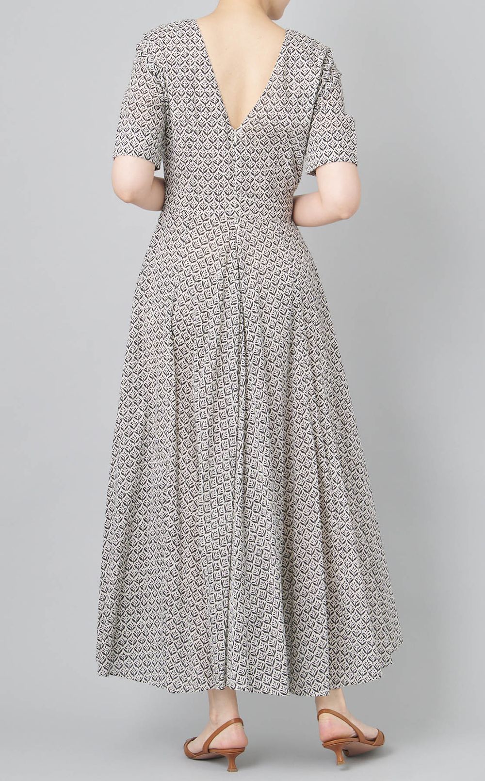 フラワープリントバックフレアワンピース