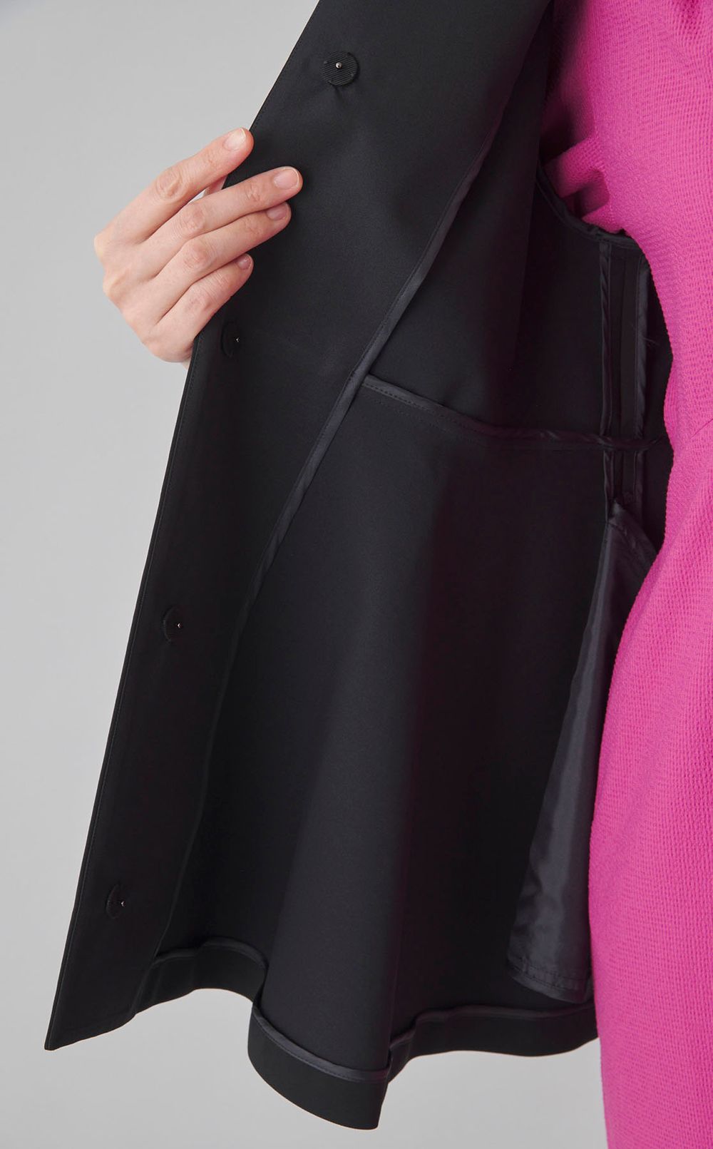 ストレッチポンチノーカラーブルゾン