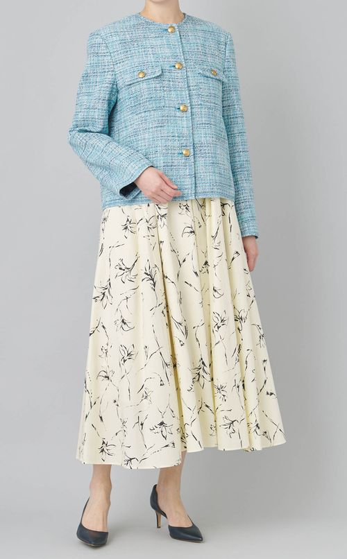 フラワープリントギャザーワンピース