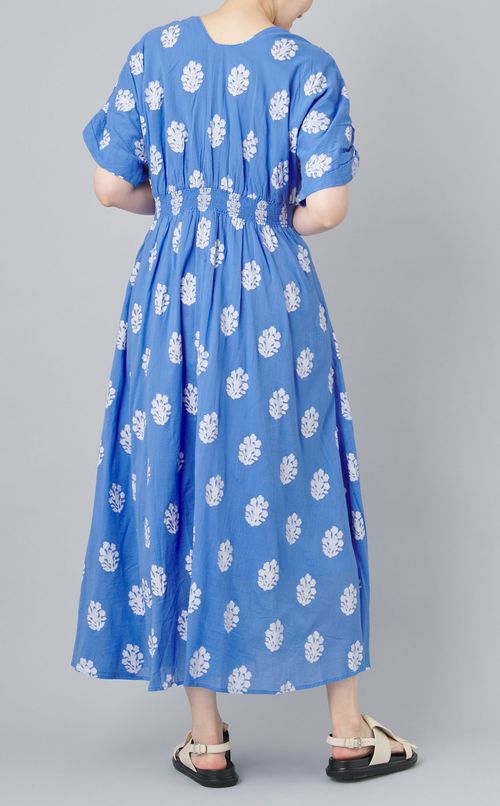 セダムフォイルプリントギャザードレス