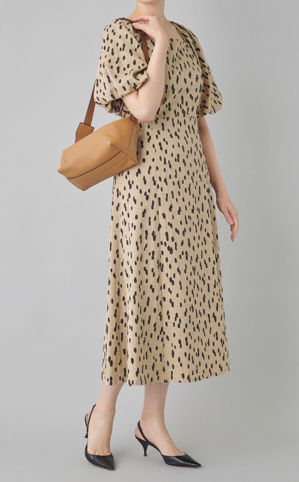 スクエアネックプリントワンピース