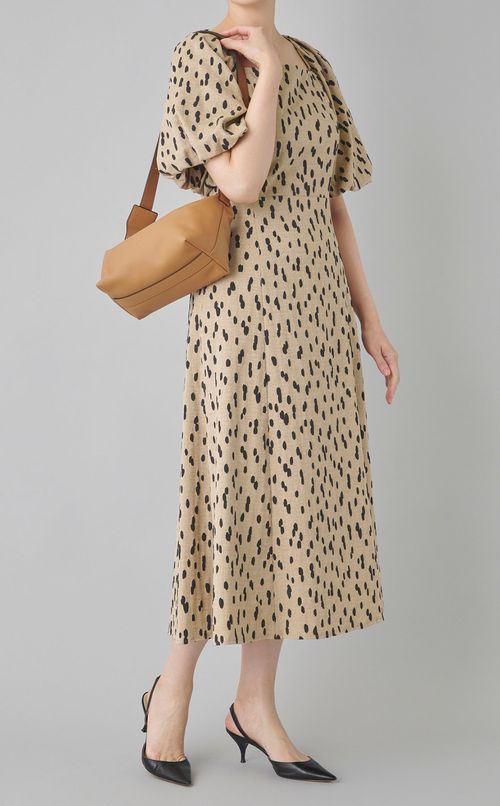 スクエアネックプリントワンピース