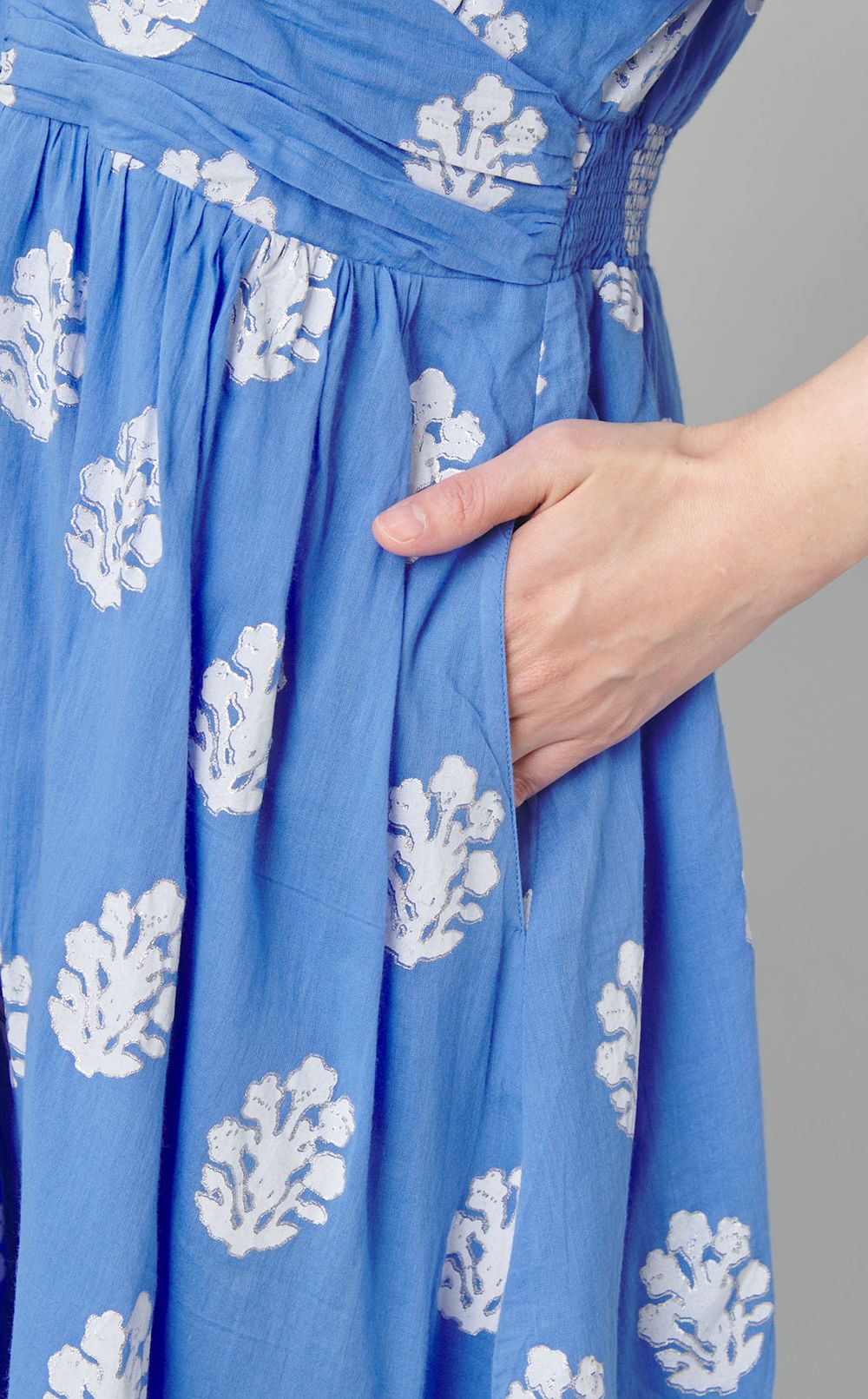 セダムフォイルプリントギャザードレス