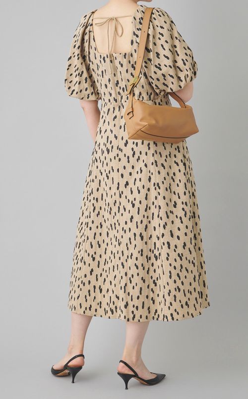 スクエアネックプリントワンピース