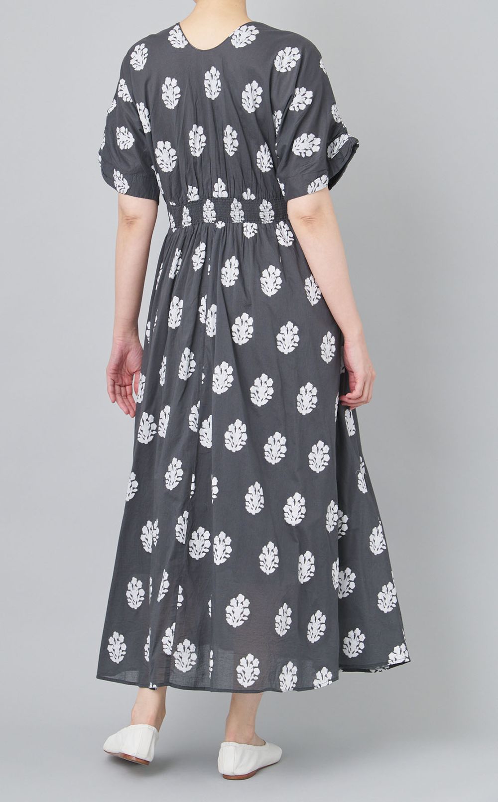 セダムフォイルプリントギャザードレス