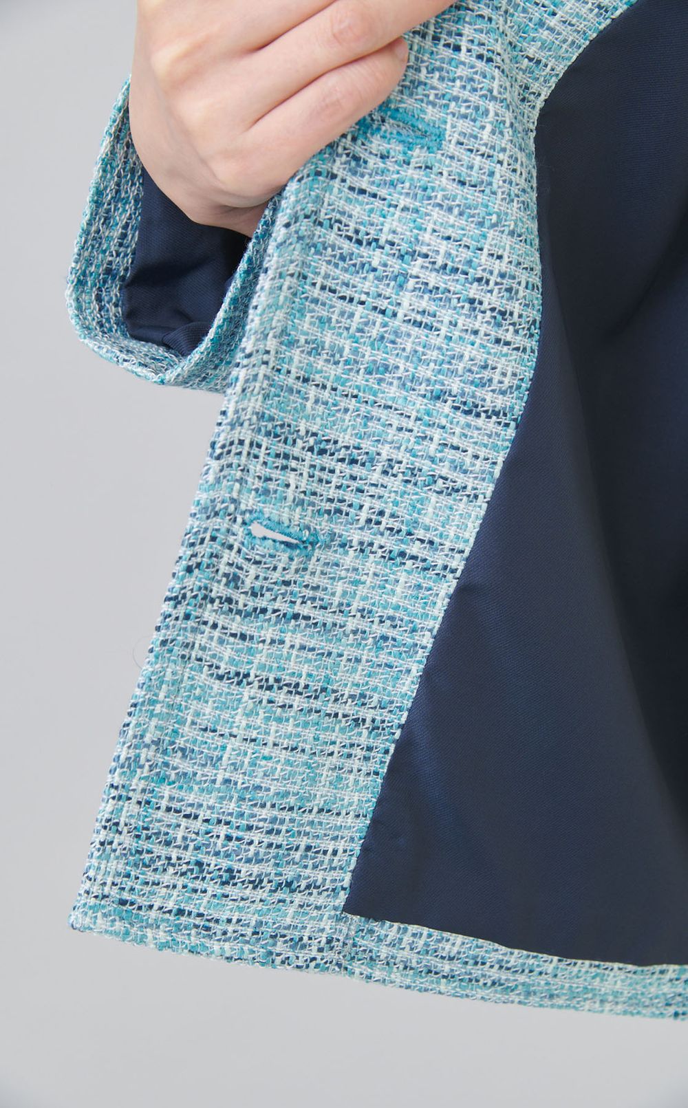 ノーカラーツイードジャケット