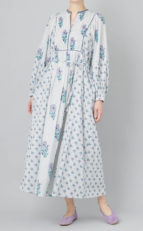 フラワープリントシャーリングドレス