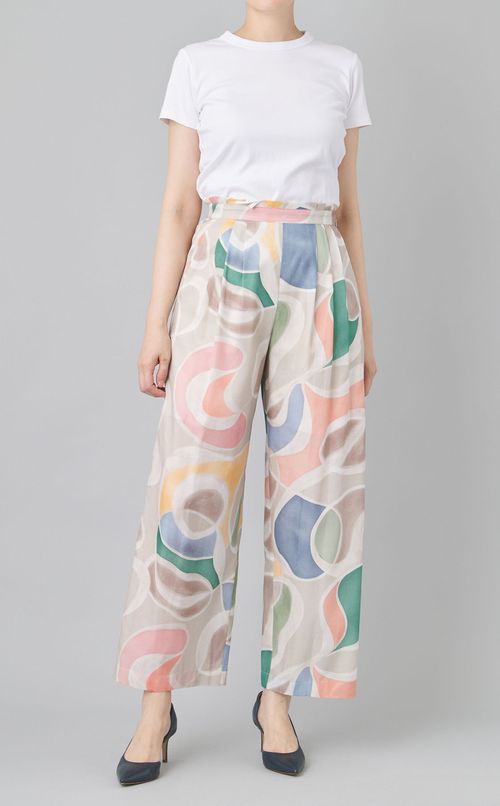 プリントタックセミワイドパンツ