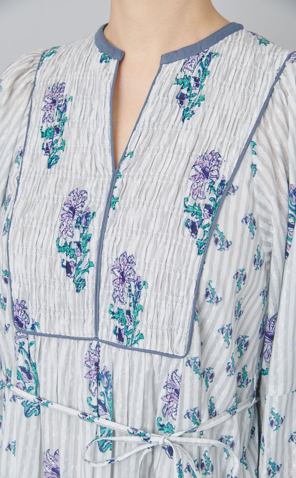 フラワープリントシャーリングドレス