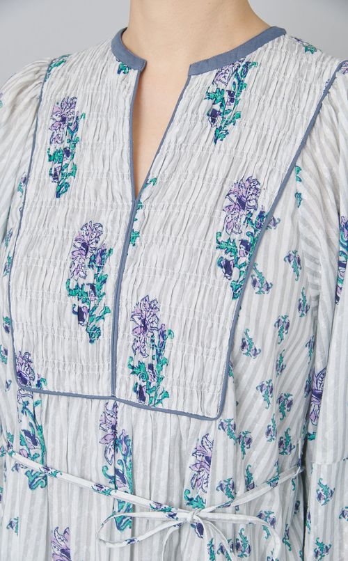 フラワープリントシャーリングドレス