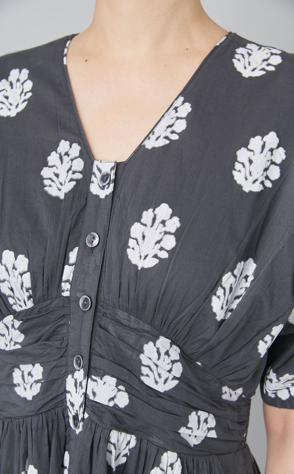 セダムフォイルプリントギャザードレス