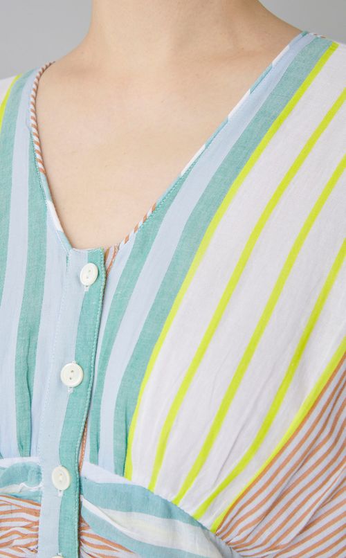 ストライプウェストギャザーワンピース