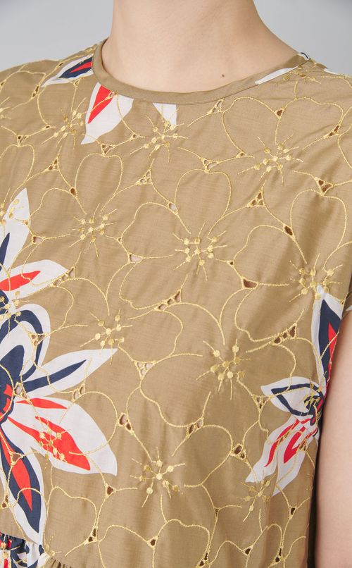 アイレットフラワープリントブラウス