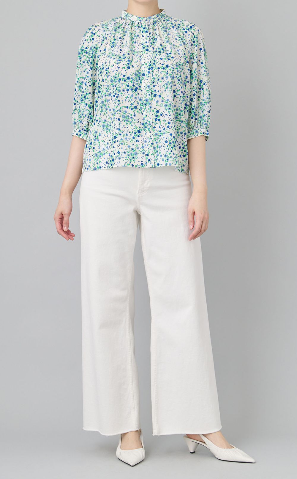 フラワーブーケプリントブラウス