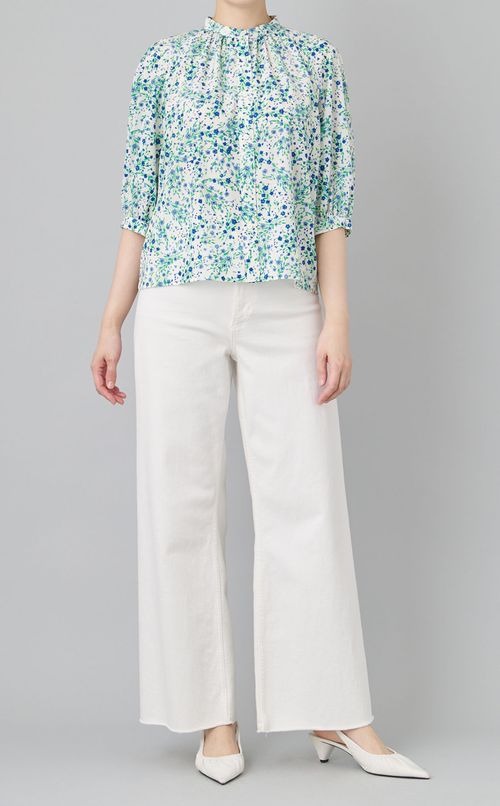 フラワーブーケプリントブラウス